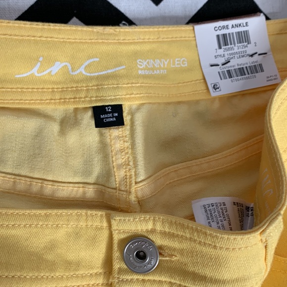 INC Yellow Skinny Leg Ankle Mid Rise Jeans - Picture 5 of 9